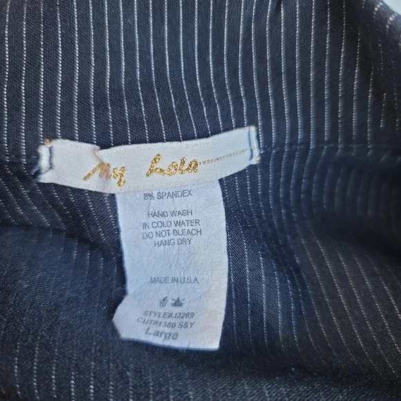 My Lola Juniors L Blazer Black White Striped Cap Sleeve Two Button Stretch - Picture 7 of 7